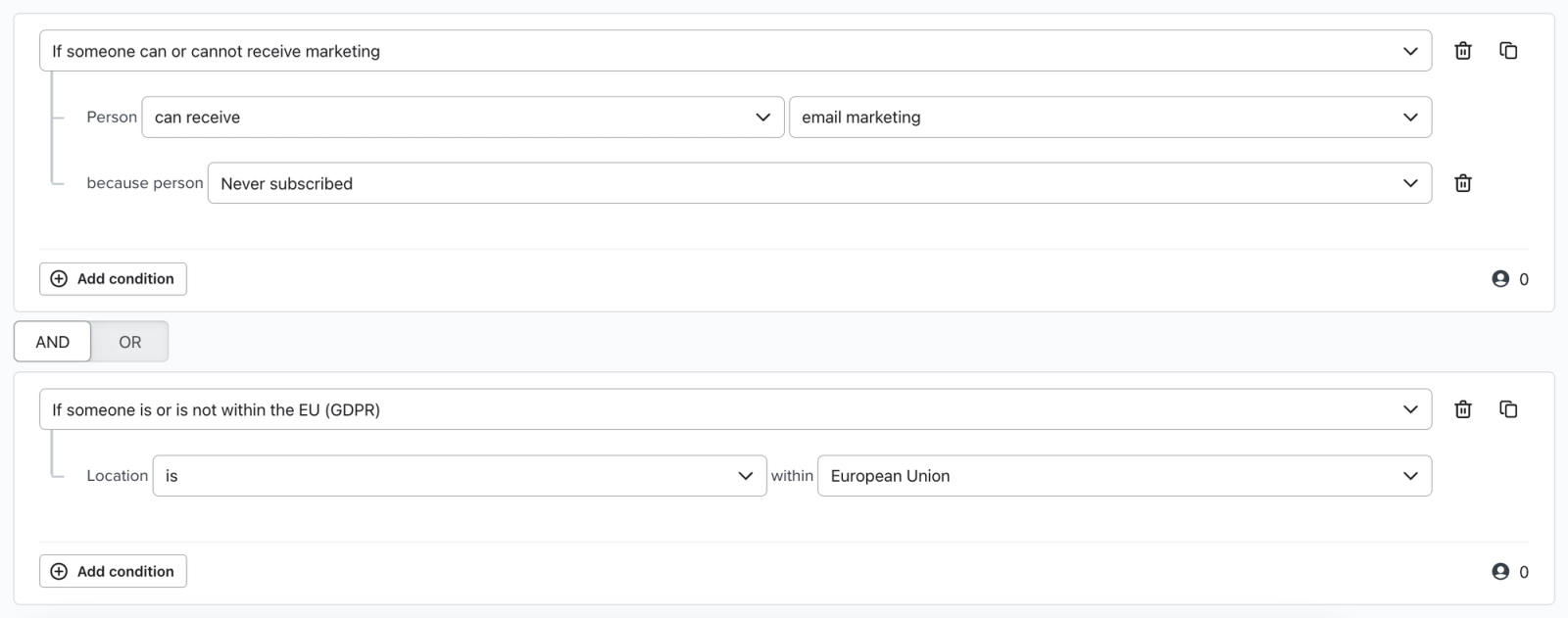 Klaviyo consent settings