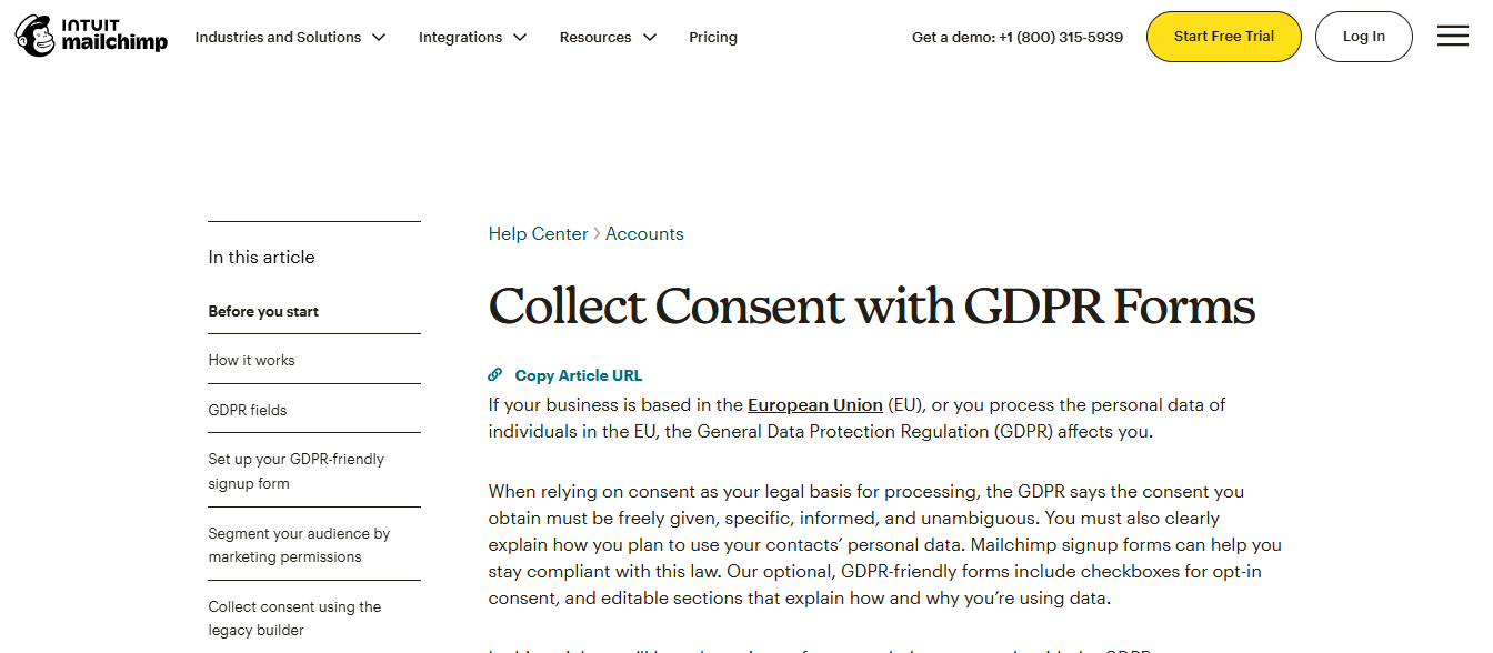 Mailchimp GDPR Forms