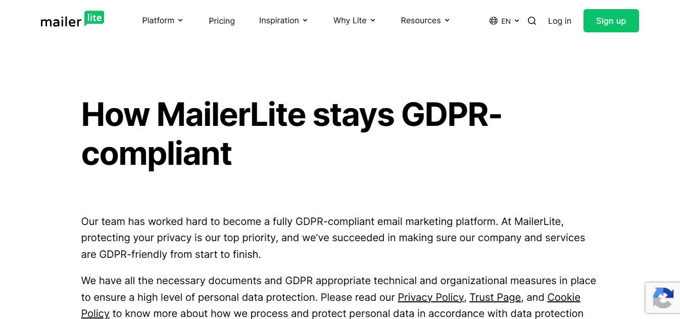 MailerLite GDPR compliance
